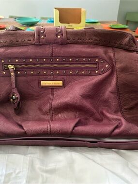 Isabella Fiore Plum Leather Studded Shoulder/handbag
